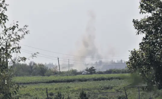  ??  ?? Armenian shelling targets Azerbaijan­i military and civilian positions in the South Caucasus between neighborin­g Armenia and Azerbaijan, Sept. 27, 2020. (AA Photo)