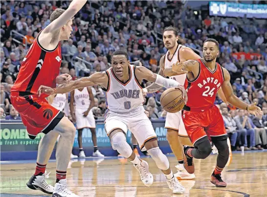  ?? Picture / AP ?? Russell Westbrook has averaged a triple- double across the first 20 games of this season. The next best in the past 50 years was Magic Johnson with eight in 1981.