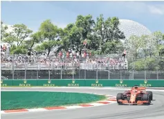  ??  ?? Vettel driving the Scuderia Ferrari SF71H on track during final practice for the Canadian Formula One Grand Prix at Circuit Gilles Villeneuve in Montreal, Canada. — AFP photo