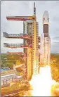  ?? ?? Chandrayaa­n-2 lifts off onboard GSLV Mk III-M1 launch vehicle, in 2019.