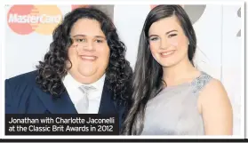  ??  ?? Jonathan with Charlotte Jaconelli at the Classic Brit Awards in 2012