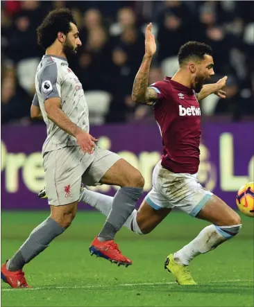  ?? FOTO: RITZAU SCANPIX ?? Ifølge The Sun dokumenter­er videoklip, at Liverpools Mohamed Salah (tv.) blev udsat for racistiske tilråb fra West Ham-fans.