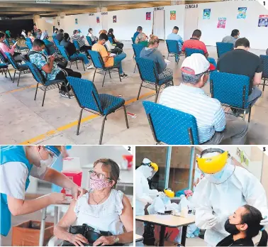  ?? FOTOS: EL HERALDO ?? (1) Los centros de triaje se siguen llenando de pacientes. (2) Las brigadas médicas integrales siguen buscando casos en barrios y colonias. (3) Las vacunas que donará Covax vienen hasta en marzo. 2 3 1