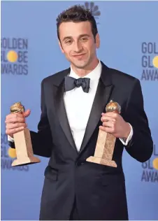  ?? EUROPEAN PRESS AGENCY ?? Composer Justin Hurwitz, who went to Nicolet High, holds the awards for Best Original Score and Best Original Song (City of Stars) for “La La Land.”