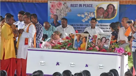  ?? Photo: Waisea Nasokia ?? The caskets of the Nausori Highlands victims placed at the Votualevu College Hall in Nadi on August 31, 2019.