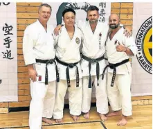  ?? ?? Die Trainer des Internatio­nalen Karatelehr­gangs in Neuss: (v.l.) Simo Tolo, Akihito Yagi, Martin Kudzia und Christof Kandora.