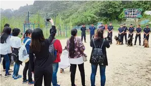  ??  ?? Who let the dogs out? #TeamSatpal were given special access to check out the Auxiliary Police’s K9 Unit at their training centre – which is not something the public usually get to see.