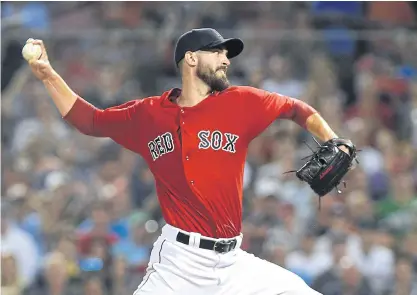  ??  ?? The Red Sox’s Rick Porcello pitches during the ninth inning against the Yankees at Fenway Park.