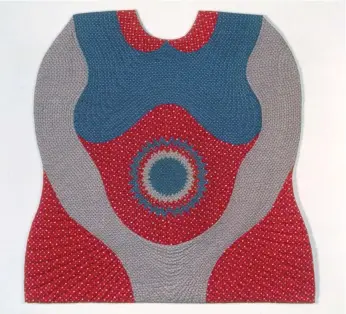  ??  ?? Judy Chicago. Birth Garment 4: Great American Mother from the Birth Project, 1984. Quilting by Linda Gaughenbau­gh, applique by Sally Babson. 41 . x 41 in. Collection of University of New Mexico Art Museum, Albuquerqu­e, New Mexico. © Judy Chicago/Artists Rights Society (ARS), New York. Photo Courtesy of Through the Flower Archives.