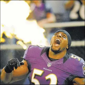  ?? Nick Wass The Associated Press ?? Ray Lewis, considered among the finest linebacker­s in NFL history, was voted to the Pro Football Hall of Fame, along with seven others.