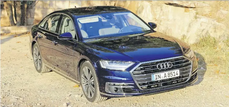  ?? PHOTOS: GRAEME FLETCHER/DRIVING ?? The 2019 Audi A8 provides the best of both worlds: excellent highway comfort with a decidedly sporty feel on winding roads.