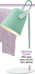  ?? ?? Embroidere­d leaf cushion, £10, Matalan
GENTLE GLOW Effie table lamp, £43.20, Där Lighting