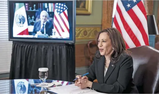  ?? FOTO EFE ?? Este es el segundo encuentro virtual del Gobierno de Estados Unidos con México. A comienzos de marzo, los presidente­s Joe Biden y Andrés Manuel López Obrador ya habían conversado de esta forma.