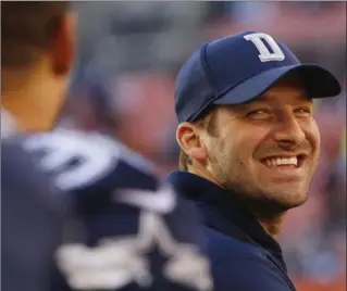  ?? FORT WORTH STAR-TELEGRAM FILE PHOTO ?? Former Dallas quarterbac­k Tony Romo reacts during the closing moments as the Cowboys defeat the Cleveland Browns, 35-10, last Nov. 6.