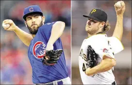  ?? ASSOCIATED PRESS PHOTOS ?? Jake Arrieta, a 22-game winner for the Cubs, and Gerrit Cole, a 19-game winner with the Pirates, will start in tonight’s one-game NL wild-card playoff.