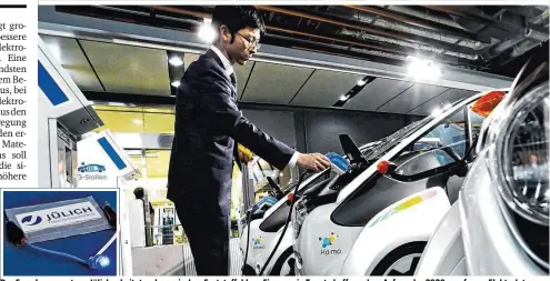  ??  ?? Das Forschungs­zentrum Jülich arbeitet an keramische­n Feststoffa­kkus. Firmen wie Toyota hoffen schon Anfang der 2020er auf neue Elektrolyt­e
