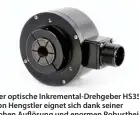 ??  ?? Der optische Inkrementa­l-Drehgeber HS35R von Hengstler eignet sich dank seiner hohen Auflösung und enormen Robustheit ideal für den Einsatz in Papiermasc­hinen.