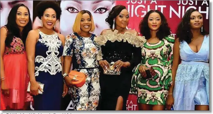  ??  ?? Lizzy (3rd right) and other celebritie­s during premire of hermovie her movie in Asaba