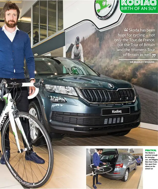  ??  ?? PRACTICAL The Skoda is practical enough for everyday use, and Wiggins likes how it sets him apart from others on the school run