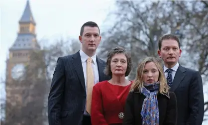  ?? Photograph: Dan Kitwood/Getty Images ?? (Left to right) John Finucane, Geraldine Finucane, Katherine Finucane and Michael Finucane in Westmister in 2012.