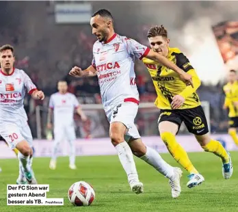  ?? Freshfocus ?? Der FC Sion war gestern Abend besser als YB.