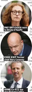  ?? ?? EXEC EXIT Former chief Rory Coveney
GONE EX-RTE top dog Richard Collins
