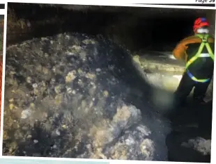  ??  ?? Fatty mammoth: The sea front of Sidmouth, left, and, above, workers confront the 210 ft fatberg