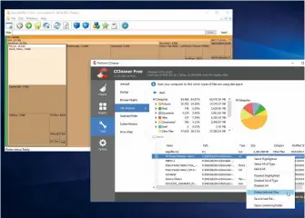  ??  ?? CCleaner and SpaceSniff­er enable you to visualise your hard drive usage in different ways.