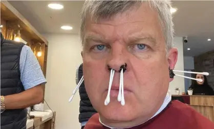  ??  ?? Darling buds of May ... Adrian Chiles visits a Turkish barber. Photograph: Image supplied by Adrian Chiles