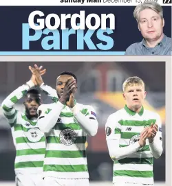  ??  ?? DEBUT
Robertson (right) applauds Celtic’s fans after Cluj test