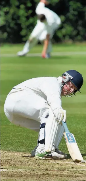  ?? Matt Ratcliffe ?? Marple batsman Mark Bennett fell to a mistimed pull shot