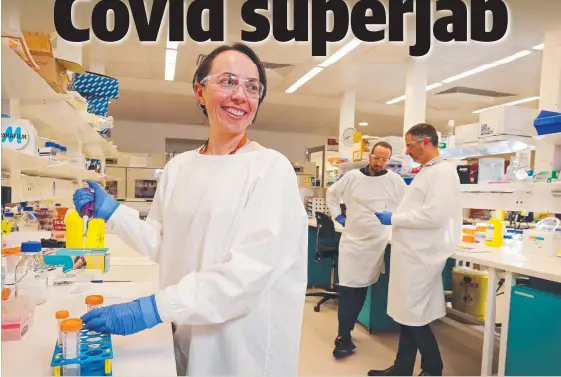  ?? ?? Scientists Megan Steain, Claudio Counoupas and Jamie Triccas are working on a super vaccine in their lab at Sydney University. Picture: Sam Ruttyn