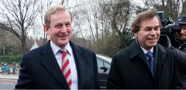  ??  ?? POLITICAL COLLEAGUES: Former justice minister Alan Shatter (right) pictured with Taoiseach Enda Kenny outside Leinster House in March 2011