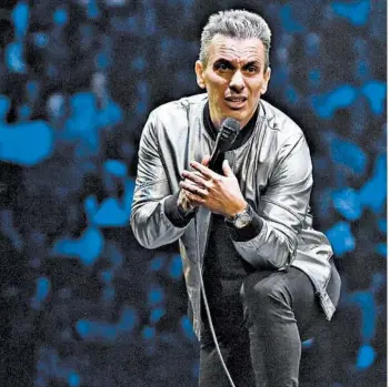 ?? KEVIN MAZUR/GETTY ?? Sebastian Maniscalco performs at Madison Square Garden in New York City in January during his “Stay Hungry” tour.