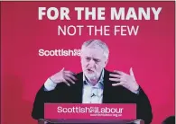  ??  ?? Jeremy Corbyn speaks at a campaign rally at the Shottstown Miners Welfare Hall, Penicuik, Midlothian. RALLY CALL: PICTURE: PA WIRE.