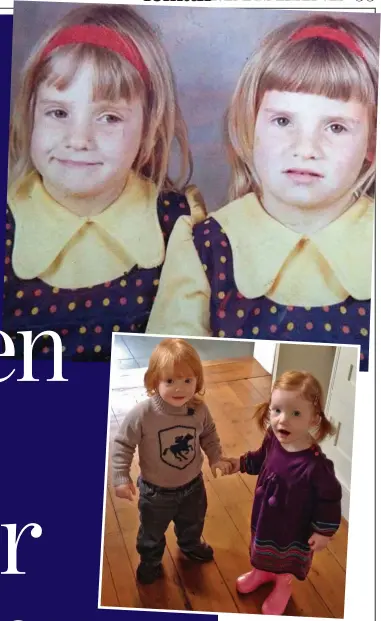  ??  ?? Top: Clair Betteridge (left), with her lost twin sister, Jay. Inset: Mia Humphrey with her late brother Myles