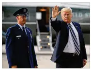  ?? PABLO MARTINEZ MONSIVAIS / AP ?? President Donald Trump waves before leaving on Air Force One for an event on Friday in Charlotte, N.C. On Saturday he tweeted that Canada could be shut out of a new NAFTA deal.