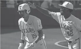  ?? AARON E. MARTINEZ/AMERICAN-STATESMAN ?? Peyton Powell, shown against Cal Poly in February, homered in the final game of the series with Kansas State on Saturday.