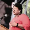  ?? EZE AMOS Getty Images/TNS ?? Stacey Abrams, who lost the 2018 gubernator­ial race in Georgia, will try again to become the nation’s first Black woman governor.