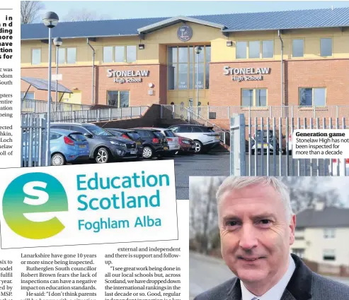  ??  ?? Generation game Stonelaw High has not been inspected for more than a decade
Staggering James Kelly MSP has blasted the lack of inspection­s