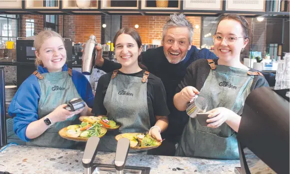  ?? Picture: Supplied ?? Bootcamper­s Emily Luketic, Kendra Gerusel and Laura Chasemore with teacher Andy Percy.