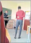  ??  ?? CRACKING THE WHIP: A high school principal last month admitted to beating at least three matric pupils ‘out of frustratio­n,’ after a video surfaced of pupils being caned on their hands with a thin plastic pipe