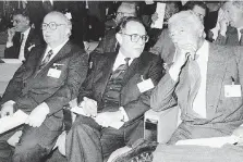  ?? Ansa/LaPresse ?? Passato e presente In alto, Vincenzo Boccia. A lato, Spadolini, Ciampi e Agnelli nel 1987. Sotto, Mancino, Violante, Agnelli, Veltroni e Romiti negli Anni 90