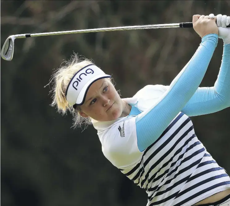 ?? SEAN HAFFEY/GETTY IMAGES ?? After a standout rookie year on the LPGA tour in 2016 that included her first win in a major, Brooke Henderson is working hard to improve in her sophomore year.