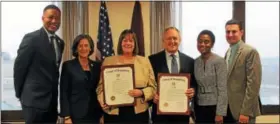  ?? SUBMITTED PHOTO ?? From left, Commission­er Ken Lawrence, Jr., Commission­er Dr. Val Arkoosh, Chief of the Public Defender’s Trial Unit Carol Sweeney, Montgomery County Public Defender; Chief Public Defender Dean Beer, Deputy Chief Public Defender Keisha Hudson, and...