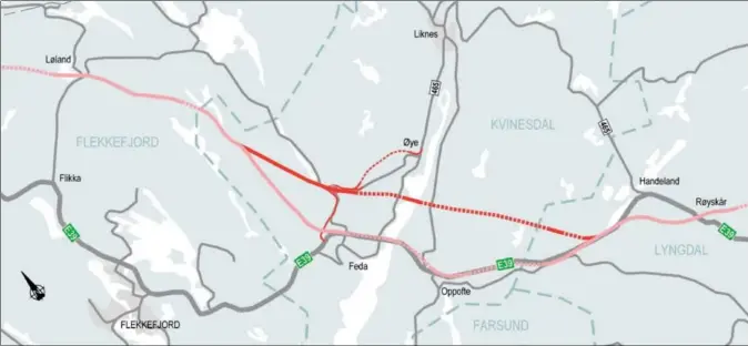  ?? FOTO: NYE VEIER ?? Nye Veier vil nå starte arbeidet med å planlegge hvor den fremtidige E39 gjennom Kvinesdal skal legges.