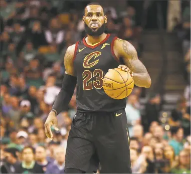  ?? Maddie Meyer / Getty Images ?? LeBron James, pictured during Game 7 of the Eastern Conference Finals on Sunday, will play in his eighth consecutiv­e NBA Finals.