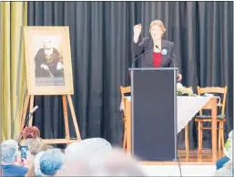  ?? PHOTO / NIGEL MATTINGLY ?? Former Prime Minister Helen Clark speaking at the Suffrage 125 event in Katikati.