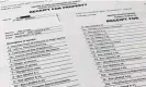  ?? Photograph: Jon Elswick/AP ?? The receipt for property that was seized during the execution of a search warrant by the FBI at Mar-a-Lago.