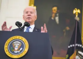  ?? Andrew Harnik / Associated Press ?? President Joe Biden addressed earlier remarks he made about social media giants and their relationsh­ip to misinforma­tion about the COVID19 vaccines.